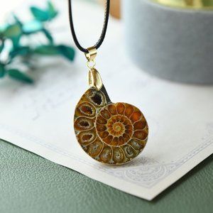 Natural Ammonite Fossil Pendant Ammonite Shell Stone Necklace Amulet Handmade